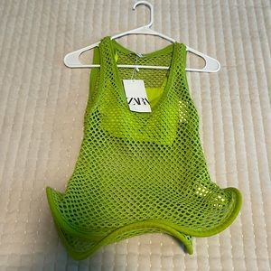 ZARA Rigid Hem Mesh Tank Top